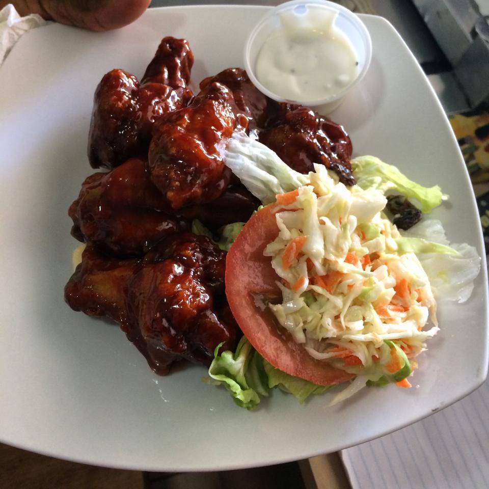 tasty wings served daily at trellis bay market