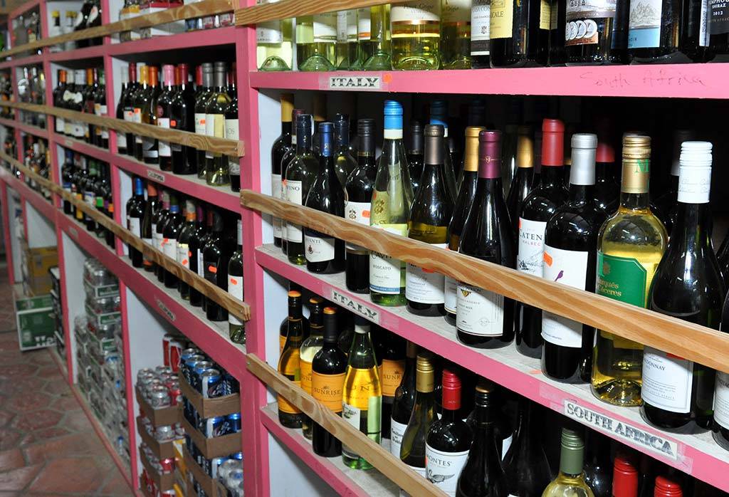 wine selection available at trellis bay market provisioning service