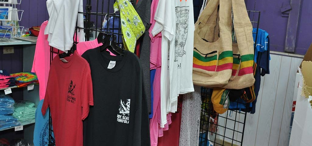 shirt selection available at trellis gift shop tortola bvi