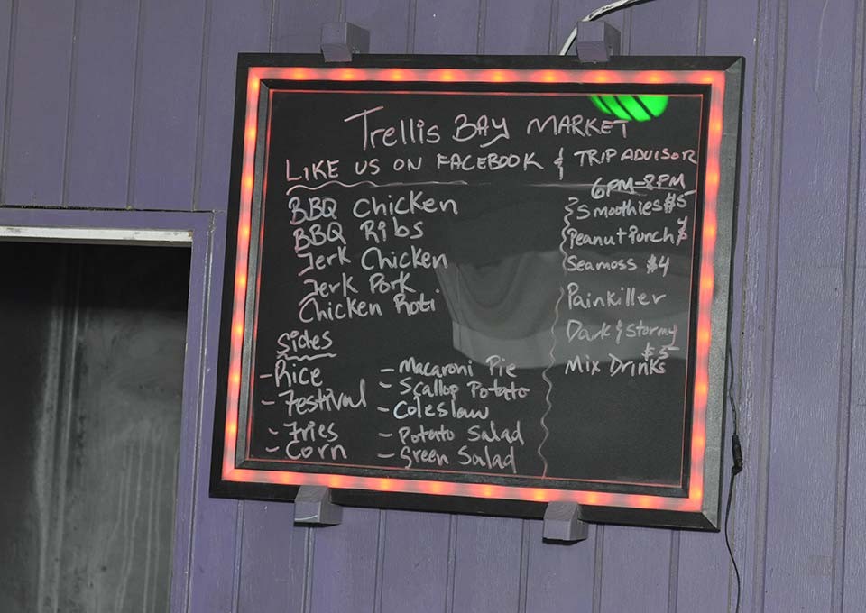 trellis bay market lighted menu