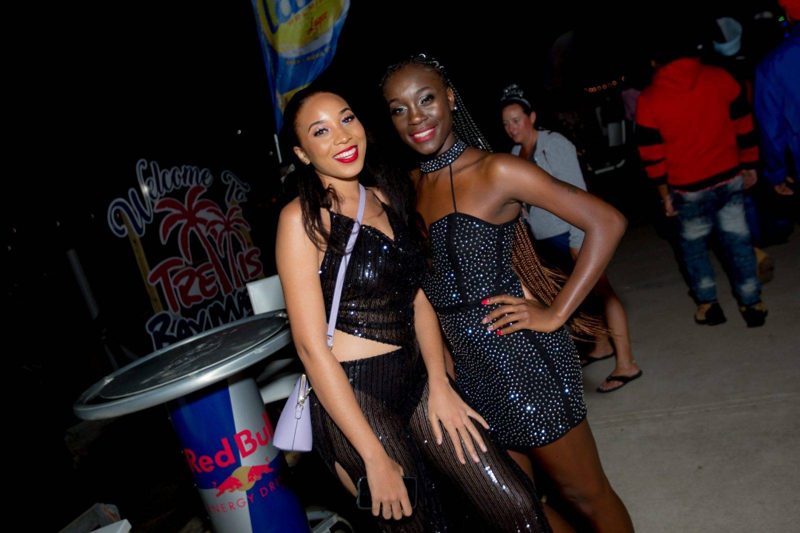 Two women in their black party outfit