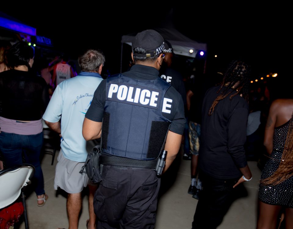 A police officer in the party