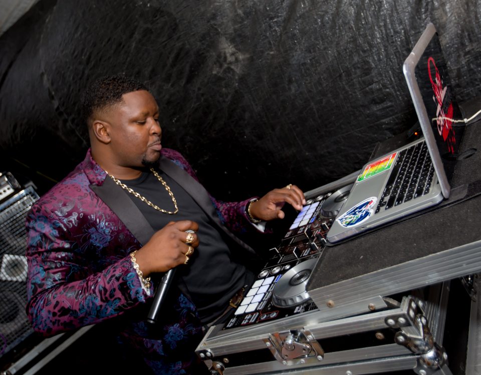A DJ at the sound mixer