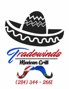 Logo of Tradewinds Mexican Grill with a sombrero and chili pepper.