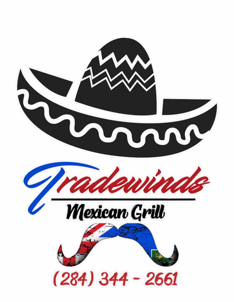 Logo of Tradewinds Mexican Grill with a sombrero and chili pepper.