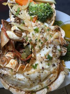 grill lobster tail at trellis bay market